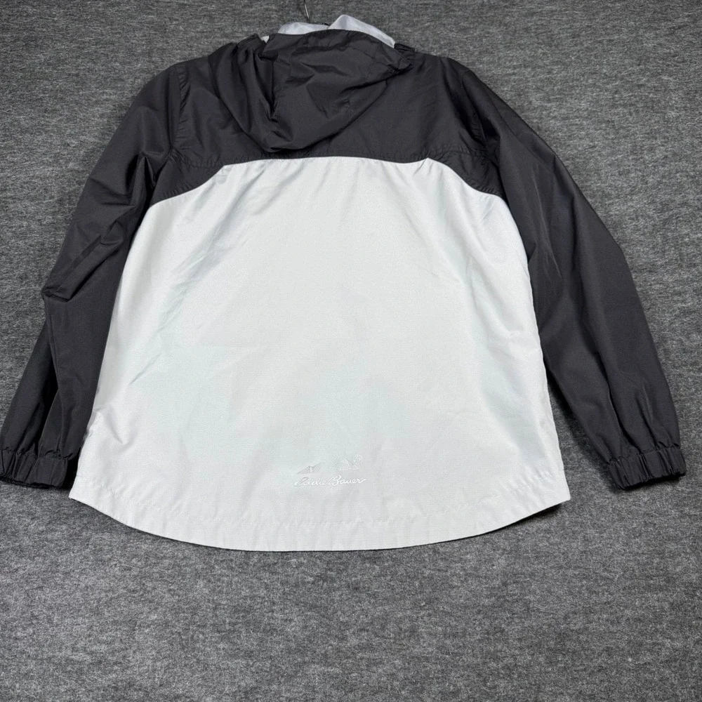 Eddie Bauer Kids Windbreaker Jacket Hooded Lightweight‎ Gray White Size L 14